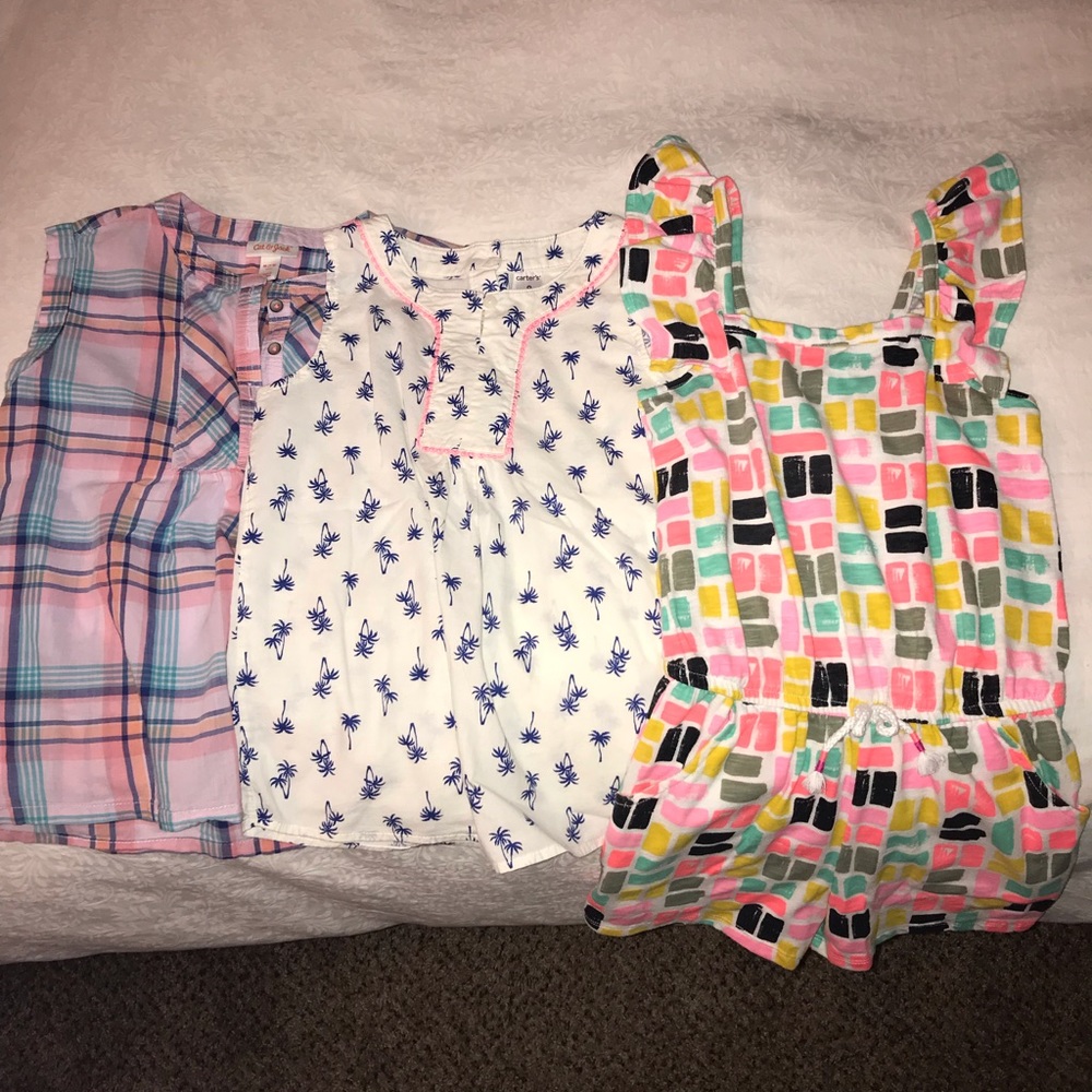 Two girls blouses and one romper